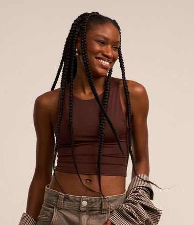 Musculosa Cropped en Microfibra Helada y Escote Halter