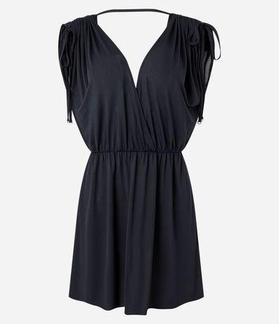 Salida de Playa Vestido en Crepé con Fruncido y Lazo en los Hombros 5