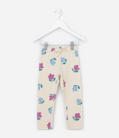 Pantalón Legging Infantil en Rib Floral - Talle 1 a 5 años