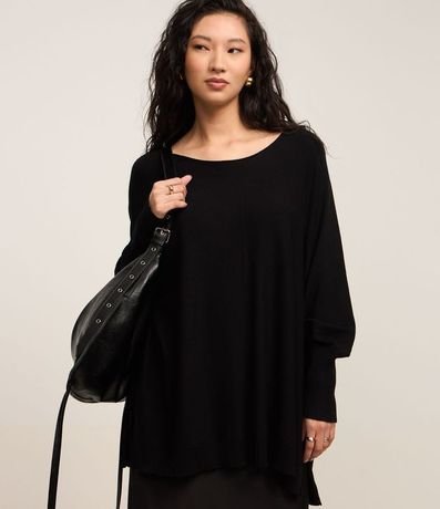 Suéter en Tricot con Escote Canoa