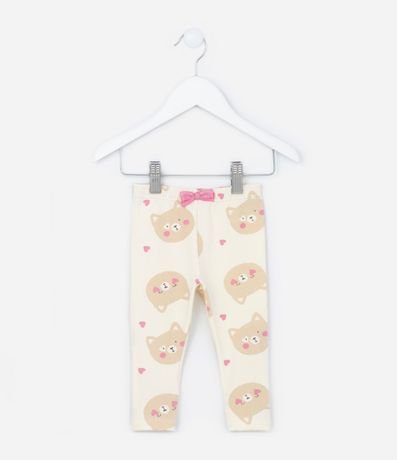 Pantalón Legging Infantil en Cotton con Estampa Gatinha - Talle 0 a 18 meses