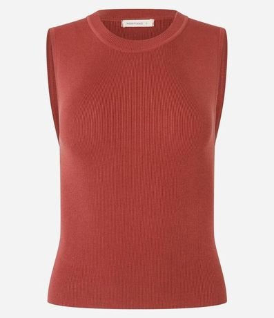 Blusa sin Manga en Punto Canelado con Cuello Redondo 5