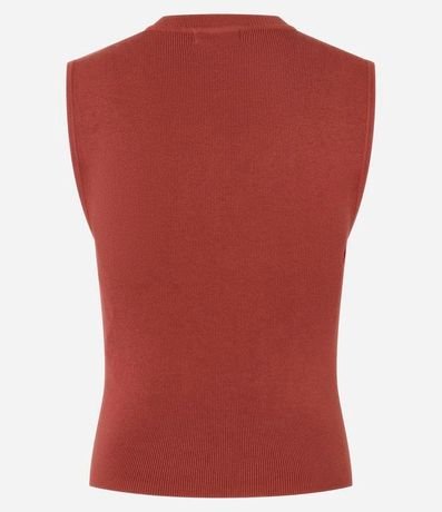 Blusa sin Manga en Punto Canelado con Cuello Redondo 7