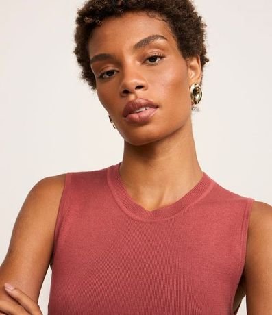 Blusa sin Manga en Punto Canelado con Cuello Redondo 4