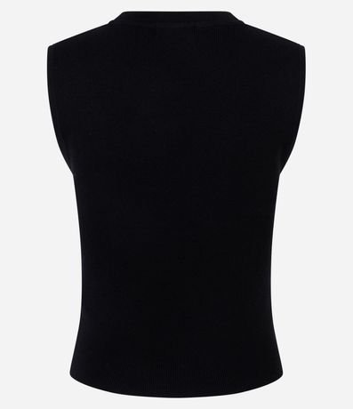 Blusa sin Manga en Punto Canelado con Cuello Redondo 7