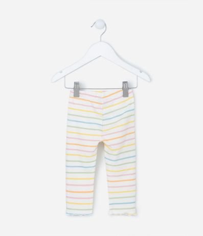 Pantalón Legging Infantil en Rib con Estampa de Rayas - Talle 0 a 18 meses 2