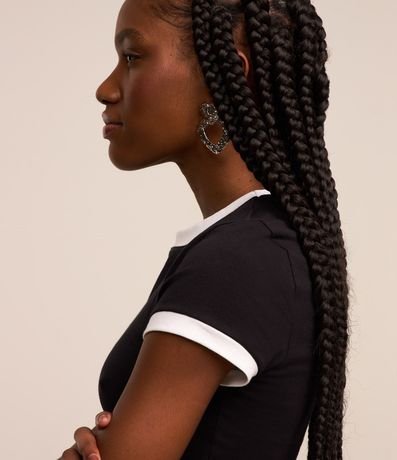 Blusa T-shirt en Algodón con Detalles Contrastantes 2