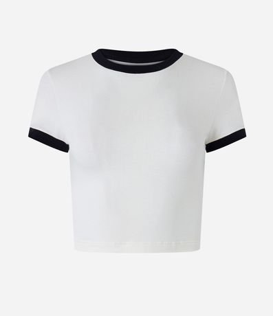 Blusa T-shirt en Algodón con Detalles Contrastantes 5