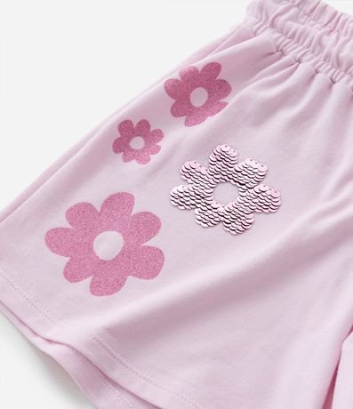 Short Clochard Infantil en Algodón con Flores Bold y Lentejuelas - Talle 5 a 14 años 5