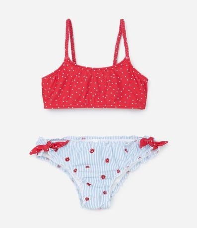 Bikini Infantil con Protección UV y Estampa de Lunares - Talle 1 a 4 años