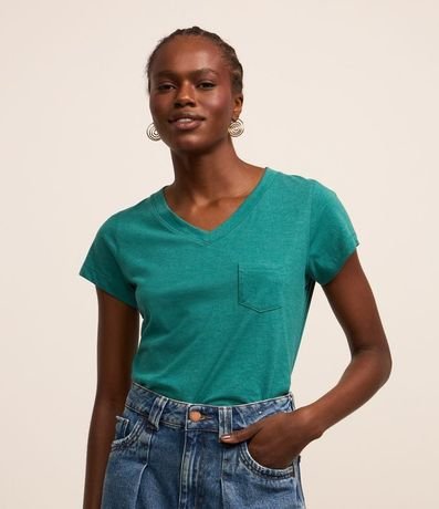 Blusa Básica en Algodón con Pequeño Bolsillo Frontal 1