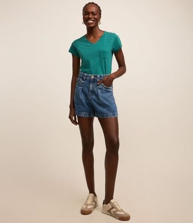 Blusa Básica en Algodón con Pequeño Bolsillo Frontal 2