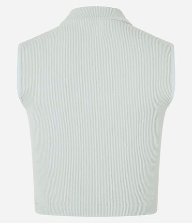 Blusa Musculosa en Poliamida Acanalada con Cuello Alto 3