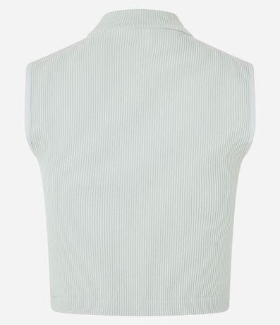 Blusa Musculosa en Poliamida Acanalada con Cuello Alto 5