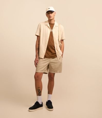 Bermuda en Algodón con Cintura Elástica y Textura