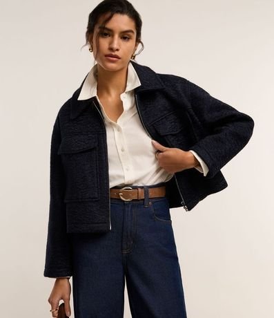 Campera Boucle con Bolsillos Grandes y Cierre por Cremallera 4