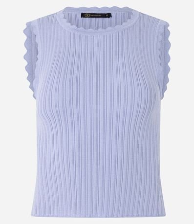 Blusa sin Manga en Punto Acanalado con Detalle Ondulado 5