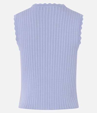 Blusa sin Manga en Punto Acanalado con Detalle Ondulado 7