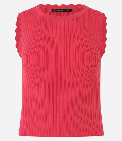 Blusa sin Manga en Punto Acanalado con Detalle Ondulado 6