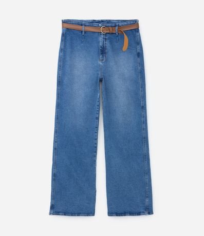 Pantalón Wide Leg en Jeans con Cinturón de Cuero Curve & Plus Size 4