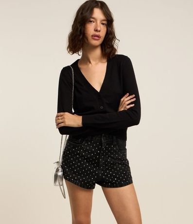 Cardigan Corto en Punto con Botones 2