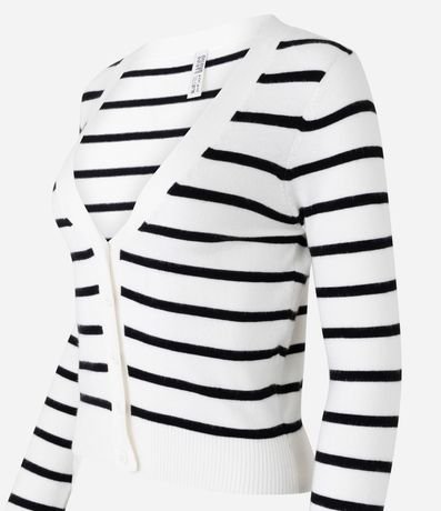 Cardigan Corto en Punto Listrado con Botones 5