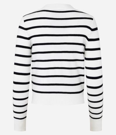 Cardigan Corto en Punto Listrado con Botones 6