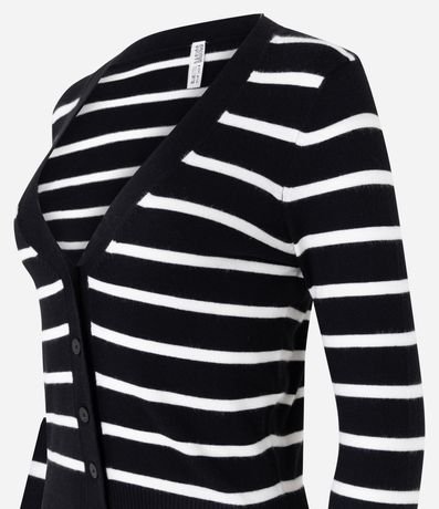 Cardigan Corto en Punto Listrado con Botones 5