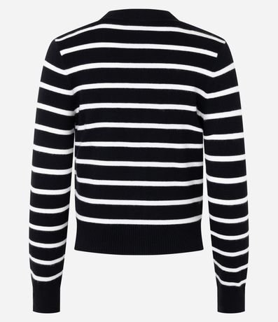 Cardigan Corto en Punto Listrado con Botones 6