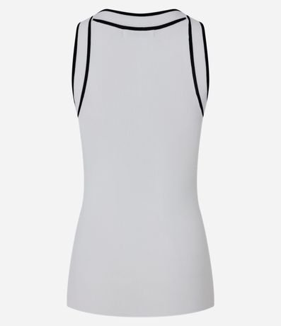 Blusa Manga Corta en Tricot  con Cuello Careca y Detalles Contrastantes 3