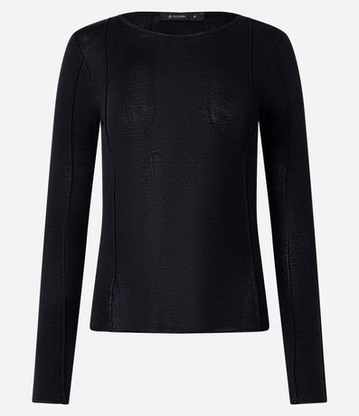 Suéter en Tricot con Frisos Delanteros