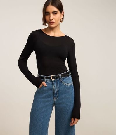 Suéter en Tricot con Frisos Delanteros