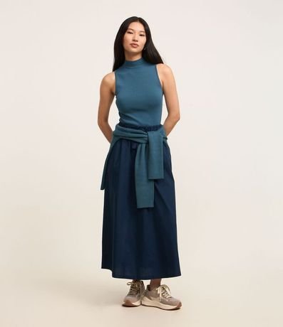 Blusa en Punto Leve con Cuello y Textura Acanalada 2