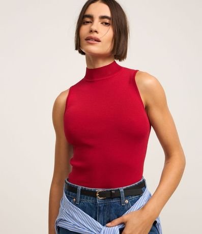 Blusa en Punto Leve con Cuello y Textura Acanalada 1
