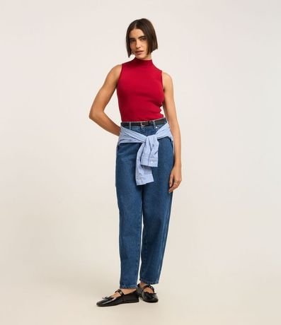 Blusa en Punto Leve con Cuello y Textura Acanalada 2