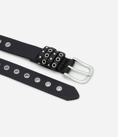 Cinturón Mediano en PU con Detalles de Trabillas Ojales Metalizados 3