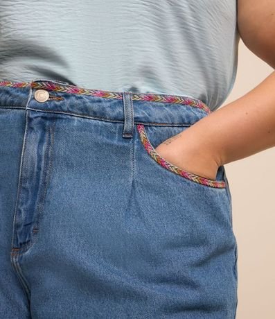 Short Mom Jeans con Bordado en la Cintura y Bolsillo Bajo Plegado Curve & Plus Size 4