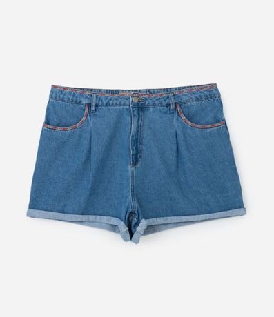 Short Mom Jeans con Bordado en la Cintura y Bolsillo Bajo Plegado Curve & Plus Size 6