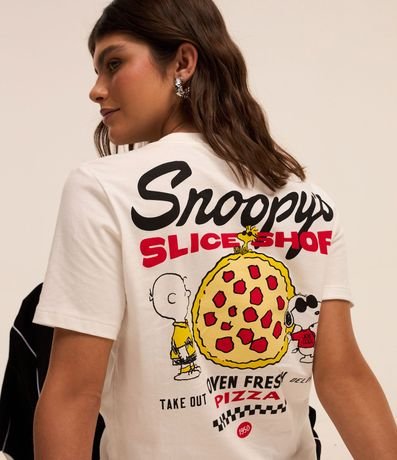 Remera Alargada en Algodón con Estampa Snoopy Pizza 1