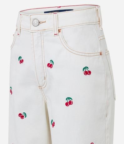 Pantalón Wide Leg en Sarga con Cerezas Bordadas 6