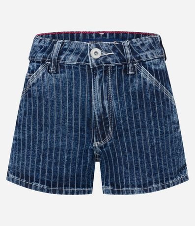 Short Cintura Alta en Jeans Rayado con Hilos Tintos 5