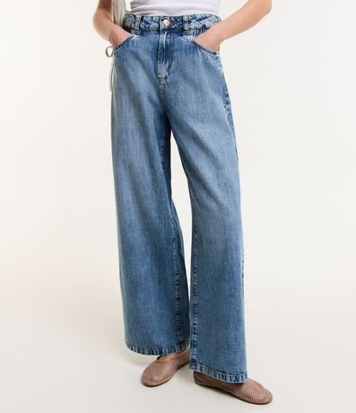 Pantalón Wide Leg en Jeans Efecto Mármol con Cintura Clochard 2