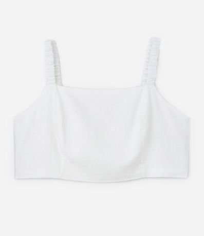 Musculosa Cropped en Viscosa y Lino con Breteles Fruncidos Curve & Plus Size 5