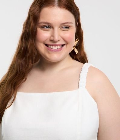 Musculosa Cropped en Viscosa y Lino con Breteles Fruncidos Curve & Plus Size 4