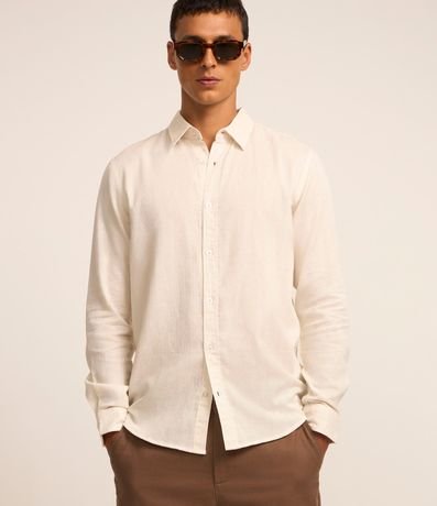 Camisa en Algodón con Textura en Rayas Verticales