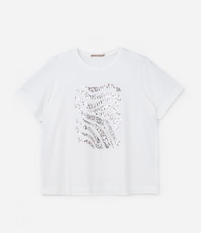 Blusa en Algodón con Lentejuelas Cebra Bordados Curve & Plus Size 4