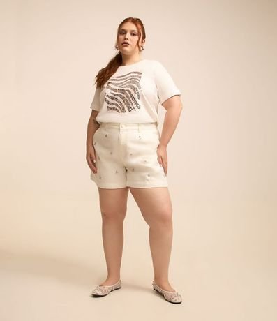 Blusa en Algodón con Lentejuelas Cebra Bordados Curve & Plus Size 2