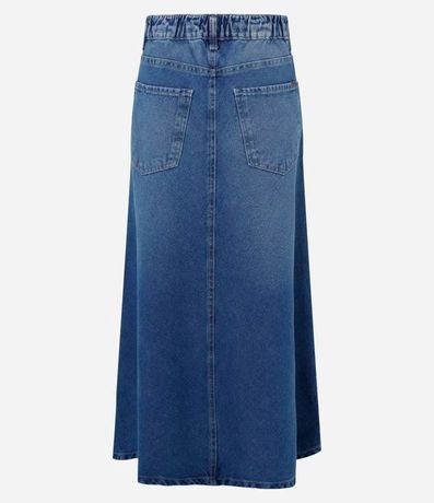 Pollera Midi Evasê en Jeans con Recorte en el Biés 6