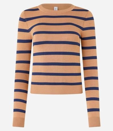 Blusa en Viscosa Rayada con Puños y Bajo Acanalado 3