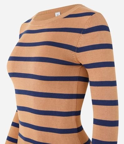 Blusa en Viscosa Rayada con Puños y Bajo Acanalado 4